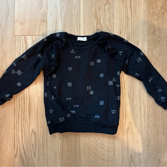 Black Geometric Ruffle Sweatshirt Size 3 - Picture 3 of 6